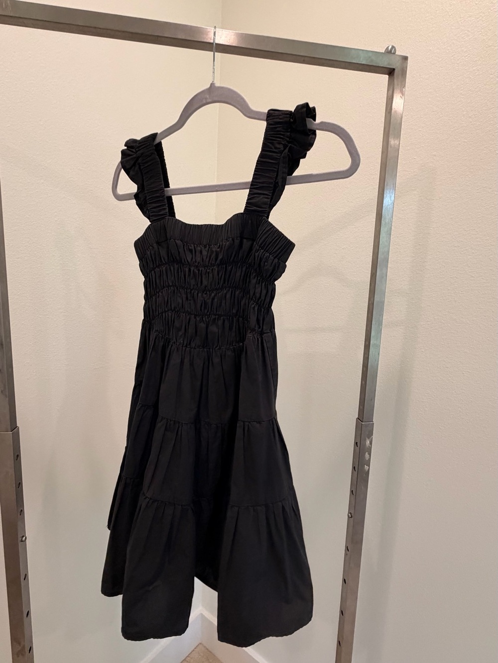 Greylin Black Smocked Tiered Skirt Dress